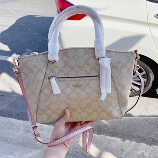 ✨ผ่อน0%แท้100%✨ กระเป๋าสะพาย พัดหนัง13” รุ่นใหม่ F79998 COACH #F28989 SMALL SATCHEL IN SIGNATURE CANVAS 79998 f28989