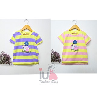 【พร้อมส่ง 】เสื้อยืดเด็ก เสื้อแขนสั้นสำหรับเด็กผู้หญิง สีพาสเทล น่ารักๆ