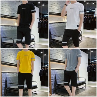 ชุดเสื้อยืดแขนสั้น เสื้อ+กางเกงขาสั้น ผ้าเบา ไม่หด ไม่ย้วย MC04