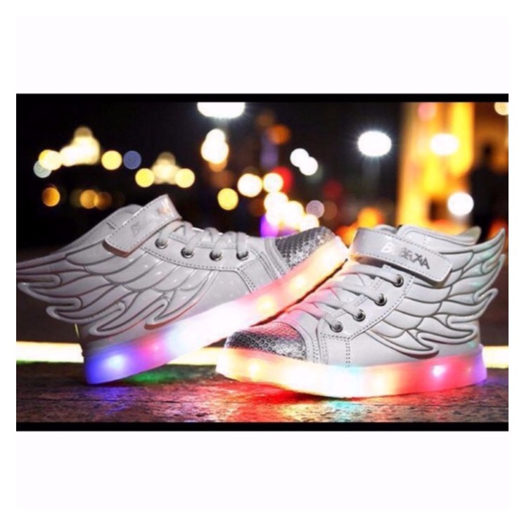 WS058 - รองเท้า LED WINGS สีขาว | รองเท้า LED LIGHT นําเข้า
