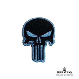 💀 ตัวรีดติดเสื้อ ชุดทหาร หัวกระโหลก นาวิกโยธิน สีกรม หน่วยรบพิเศษ Punisher Skull Patch งานปัก DIY ตัวรีด อาร์ม ติดเสื้อ