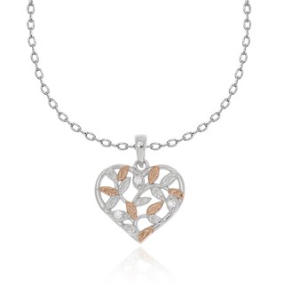 Aevar Heart Leaves Necklace Sterling Silver 925 Rhodium Plated สร้อยคอ สร้อยคอเงินแท้ สร้อยคอพร้อมจี้หัวใจใบไม้ เงินแท้