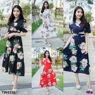 👗Pfashion [ส่งไว!!🚛] P4338 แม็กซี่เดรสคอวี พิมพ์ดอก V-neck floral print maxi dress