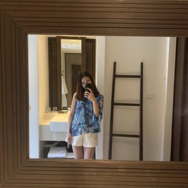 ส่งต่อเสื้อเปิดไหล่ mini.m Queen’s top : Aqua blue Size M | Shopee Thailand