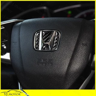 สติกเกอร์คาร์บอนไฟเบอร์ รูปโลโก้ สําหรับติดตกแต่งพวงมาลัยรถยนต์ Honda City Civic HR-V Jazz Dashboard Cover Sticker