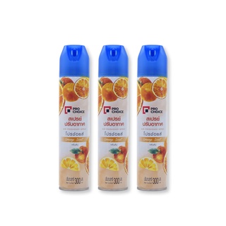 Pro Choice Air Freshener Spray Orange Scent 300 ml x 3+1 pcs.โปรช้อยส์ สเปรย์ปรับอากาศ กลิ่นส้ม 300 มล. x 3+1 กระป๋อง.