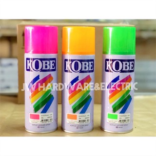 KOBE สีสเปรย์สะท้อนแสง 400CC สีส้มสะท้อนแสง สีชมพูสะท้อนแสง สีเขียวสะท้อนแสง #Fluorescent spray (ราคาต่อ1กระป๋อง)