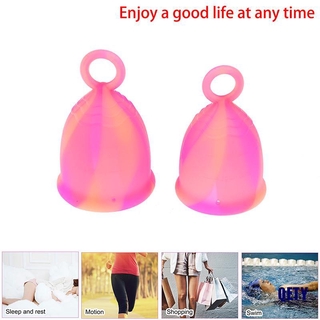 (QETY)Menstrual Cup with Ring Medical Grade Soft Silicone Feminine Hygiene Reusable