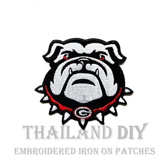 🐶 ตัวรีดติดเสื้อ งานปัก หมา ลายการ์ตูน บูลด็อก สัตว์เลี้ยง Bulldog Dog Patch ตัวรีด WOP DIY อาร์มติดเสื้อ ประดับเสื้อผ้า