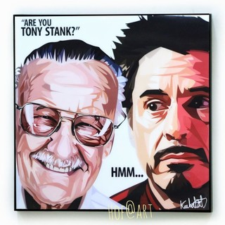 Stan Lee &amp; Iron man Marvel Comics รูปภาพ​ติด​ผนัง ​pop​ art กรอบรูป มาร์เวล การ์ตูน แต่งบ้าน ของขวัญ โปสเตอร์