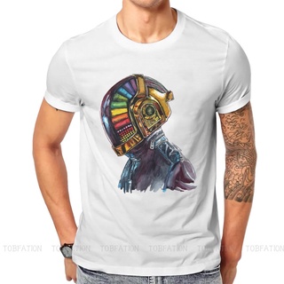 Rainbow Helmet Daft Punk Electronic Music Band เสื้อยืดคอกลมผู้ชาย T Shirt dntokobthy