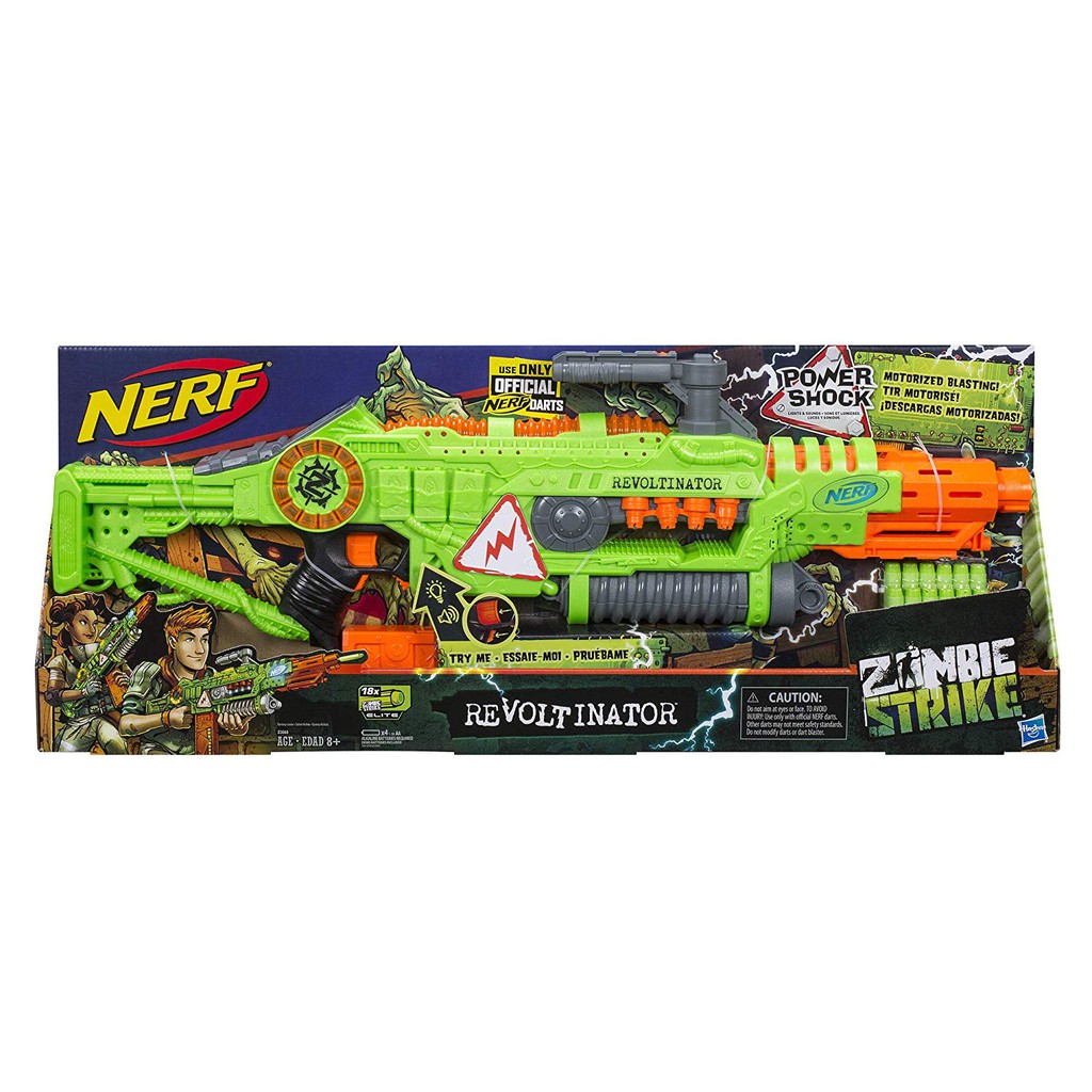 Nerf Zombie Revoltinator Strike Toy Blaster with Motorized Lights Sounds and 18 Official Nerf Darts สินค้าลิขสิทธิ์แท้