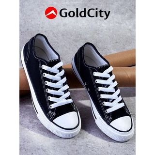 Goldcity รองเท้าผ้าใบ ดำล้วน ใส่เรียน ใส่ทำงาน ไซส์ใหญ่ เบอร์39-47 1207