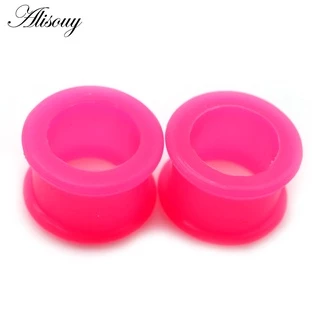 Alisouy 2 ชิ้น 8-16 มม.ซิลิโคนหูปลั๊กและอุโมงค์เจาะหู Earlets สกรูต่างหู Expander EAR Gauges Body เครื่องประดับ