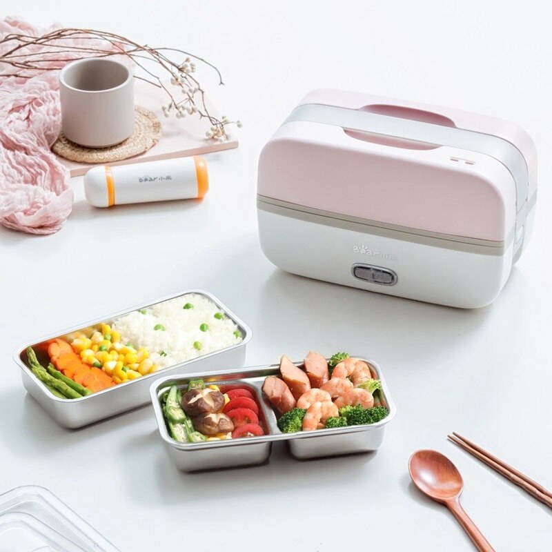 Bear BFH-B10J2  Authentic 1L Electric Lunch Box Pluggable Heating Insulation Double Layer Cooking Rice Cooker