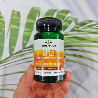 วิตามินบี12 Vitamin B12 Cyanocobalamin 1000 mcg Triple Action 90 Tablets (Swanson®) Energy and Metabolism #B 12