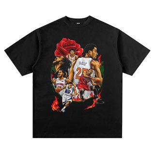 เสื้อยืดลำลองเสื้อยืดแขนสั้น พิมพ์ลาย Derrick rose Derek rose ทรงหลวม สําหรับผู้ชาย และผู้หญิงS to4XL