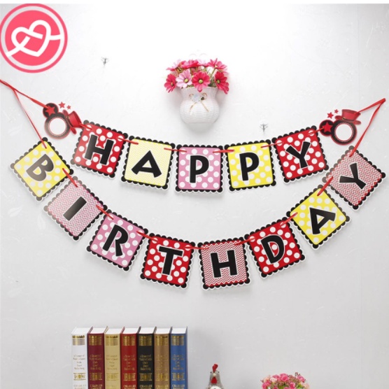 พร้อมส่งจากไทย ป้ายธงกระดาษ ลายHappy birthday รูปที่ 5