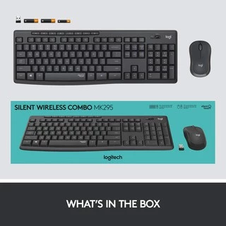 🔥ขายดีมาก🔥คีย์บอร์ดและเมาส์ไร้สาย Logitech MK295 Silent Wireless Combo keyboard คีย์ไทย-อังกฤษ 1y