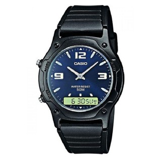 Casio Standard นาฬิกาผู้ชาย สายเรซิ่น รุ่น AW49HE-2A - Black /Blue