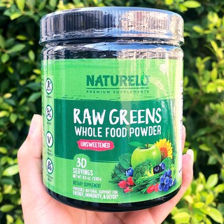 ผงผักและผลไม้ออร์แกนิก Raw Greens Whole Food Powder Unsweetened 240 g (NATURELO®)