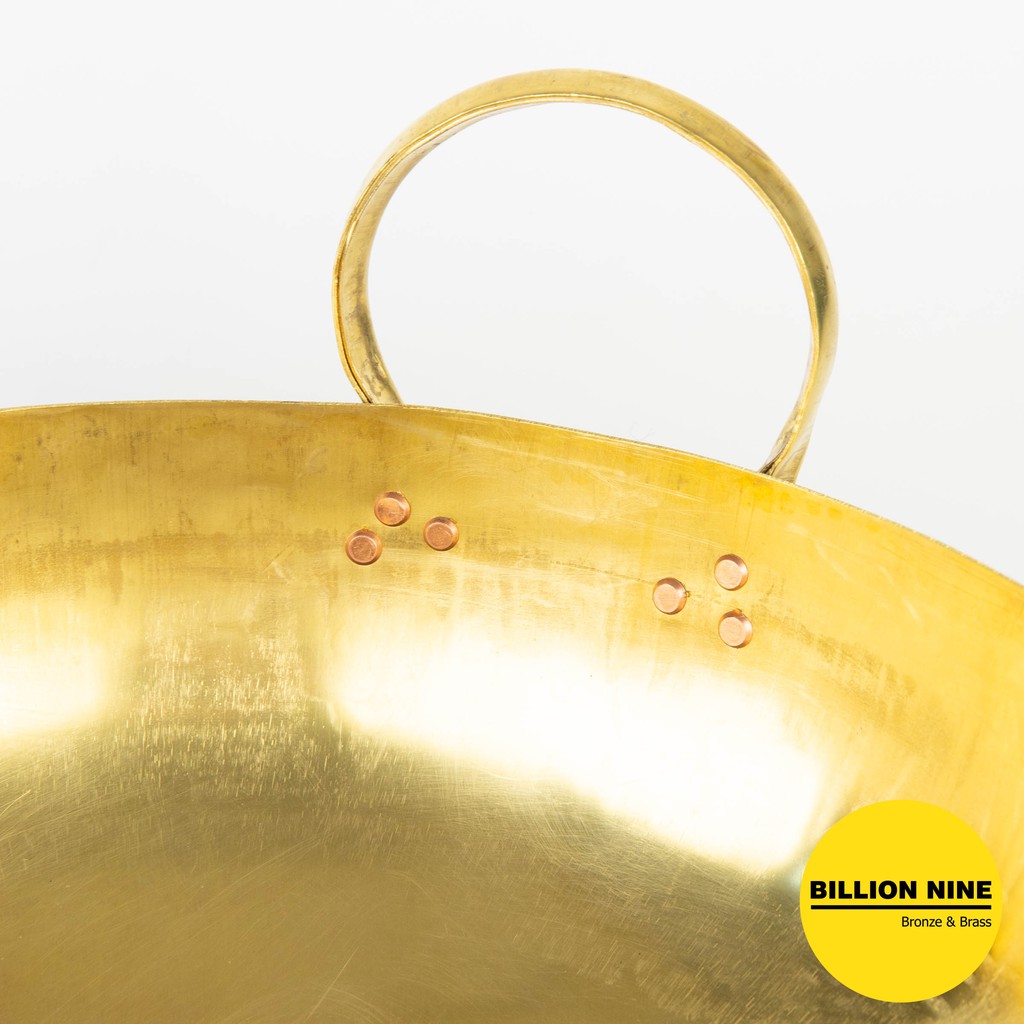 กระทะทองเหลือง แท้100% เบอร์#17 หนา3หลี กว้าง 36.0cm (14⅛