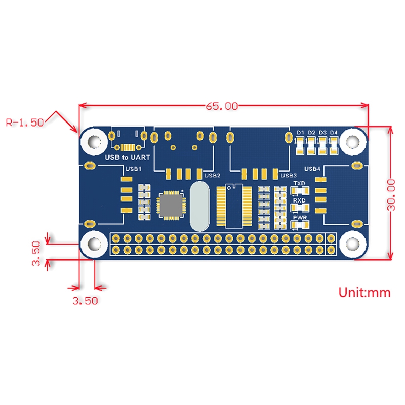 4 พอร์ต usb hub หมวกสําหรับ raspberry pi 3/2/zero w รูปที่ 2
