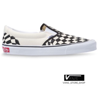 VANS SLIP ON WARP CHECKER WHITE  SNEAKERS สินค้ามีประกันแท้