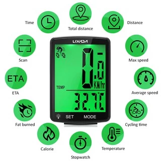 Lixada ไร ้ สายจักรยานคอมพิวเตอร ์ Multi Functional LCD หน ้ าจอจักรยานคอมพิวเตอร ์ จักรยานเสือภูเขา Speedometer วัดระยะทาง IPX6 กันน ้ ําขี ่ วัดอุณหภูมิขี ่ อุปกรณ ์ เสริม