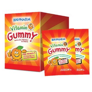 Biopharm Gummy Vitamin C ไบโอฟาร์ม กัมมี่ ผสม วิตามินซี ขนาด 24 กรัม จำนวน 1 กล่อง บรรจุ 12 ซอง (12X18110)