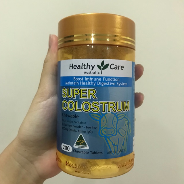 Healthy Care Super Colostrum คอลัสตรั้ม น้ำนมแรกอัดเม็ด 200 เม็ด (IgG 80mg/เม็ด)