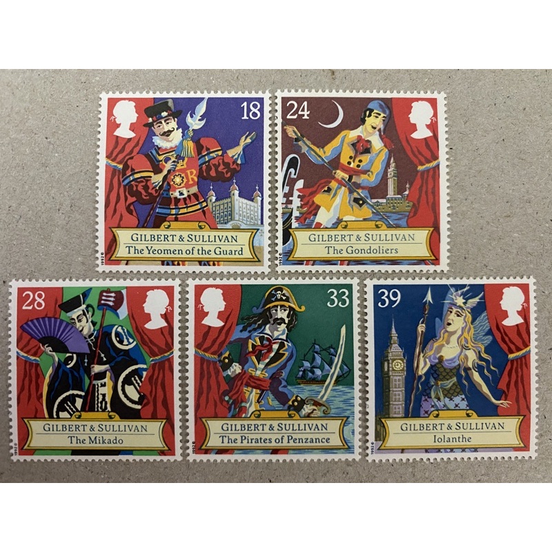{JK} Great Britain 1992 - Gilbert & Sullivan 5V MNH