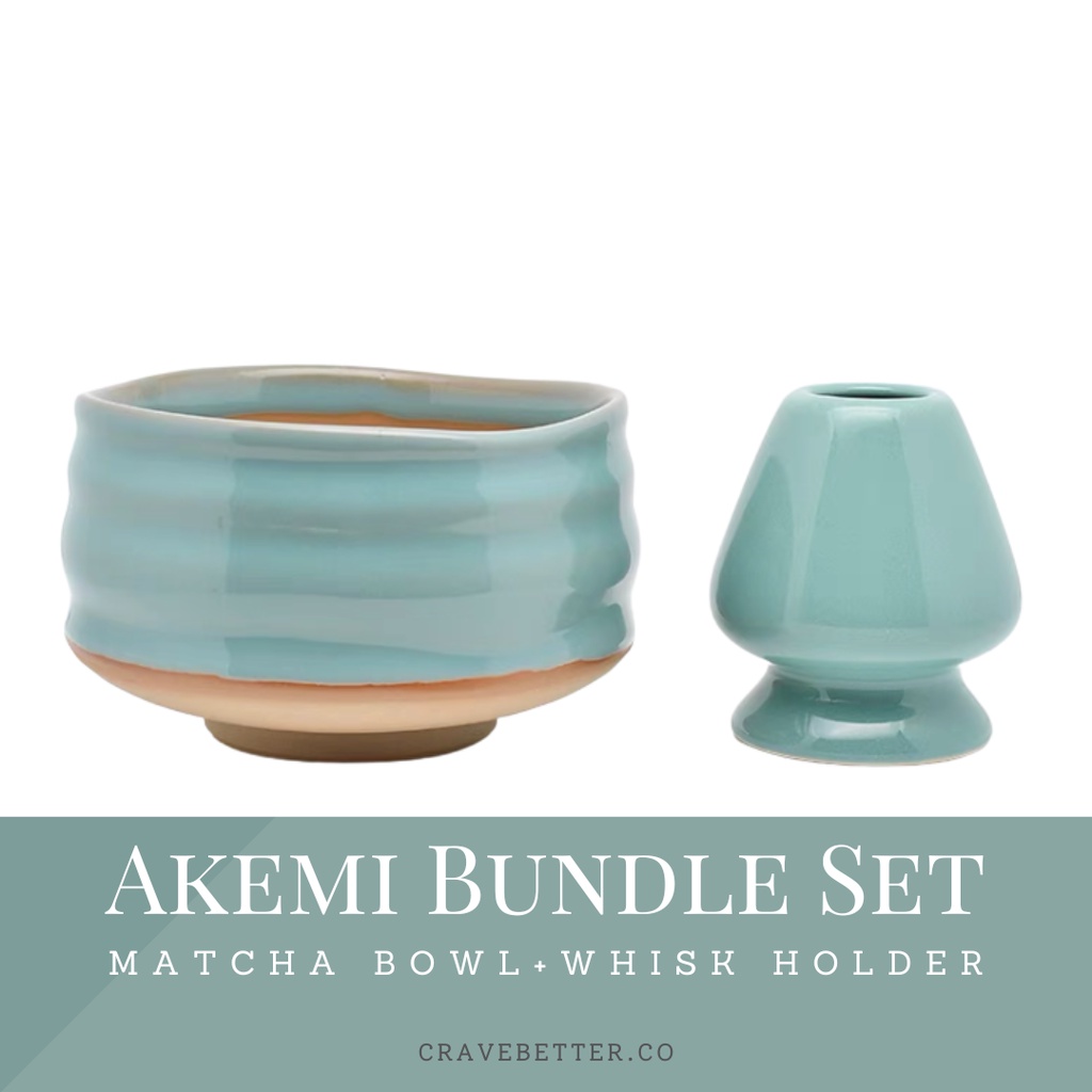 Akemi Bundle Set / Matcha Bowl ; Glossy Two Tone / Whisk Holder ; สีฟ้า /