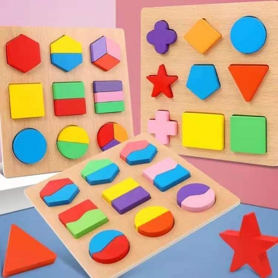มี3แบบ บล็อคไม้เรขาคณิตถาดหลุม ของเล่นไม้ เสริมพัฒนาการเด็ก ปลอดภัยสำหรับเด็กค่ะ