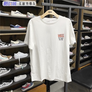 เสื้อยืดผ้าฝ้ายพิมพ์ลายแฟชั่นVans Vans เสื้อยืดแขนสั้น ลายผลไม้ สีฟ้า และสีขาว สําหรับผู้ชาย และผู้หญิง VN0A5F3LZJ2 WHT