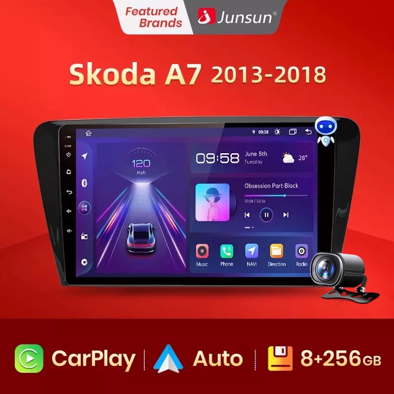 Junsun V1pro 8 128GB 2 din Android Auto Radio for  SKODA Octavia A7 2013-2018 Car Radio Multimedia GPS Track Carplay  2d