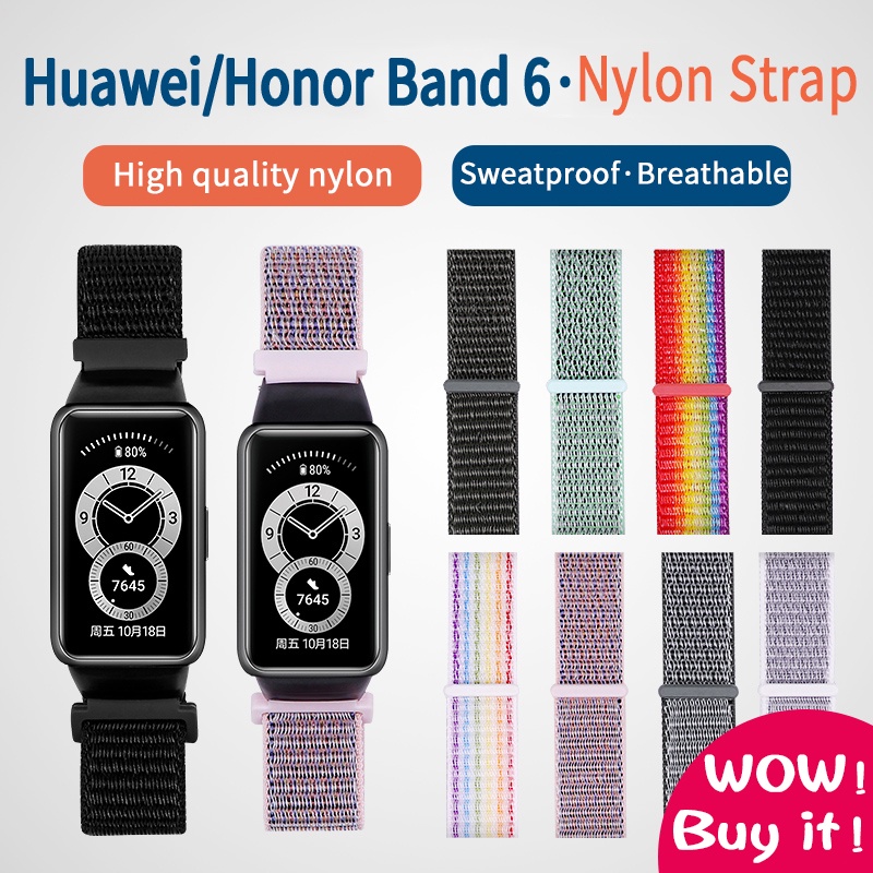 สายนาฬิกาข้อมือไนล่อน ระบายอากาศ ปรับได้ แบบเปลี่ยน สําหรับ Huawei band 6 Honor band 6
