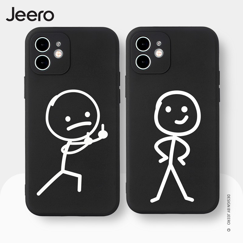 JEERO เคสคู่ เคสไอโฟน คู่รัก ขอบเหลี่ยมกันกระแทกซิลิโคนนุ่มการ์ตูนน่ารักตลก อนิเมะ เคสโทรศัพท์ Compatible for iPhone 17 Air 16 15 14 13 12 11 Pro Max SE 2020 X XR XS 8 7 Plus พลัส XYY1296