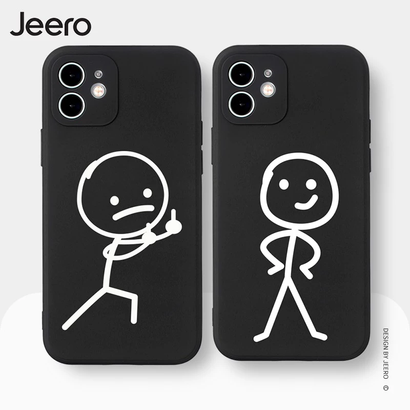 JEERO เคสคู่ เคสไอโฟน คู่รัก ขอบเหลี่ยมกันกระแทกซิลิโคนนุ่มการ์ตูนน่ารักตลก อนิเมะ เคสโทรศัพท์ Compatible for iPhone 17 Air 16 15 14 13 12 11 Pro Max SE 2020 X XR XS 8 7 Plus พลัส XYY1296