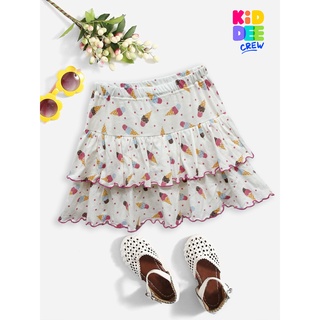 KiddeeCrew กระโปรงเด็ก กระโปรงสั้นครีมลายไอศกรีม ice cream short skirt เหมาะสำหรับอายุ 2-10 ปี