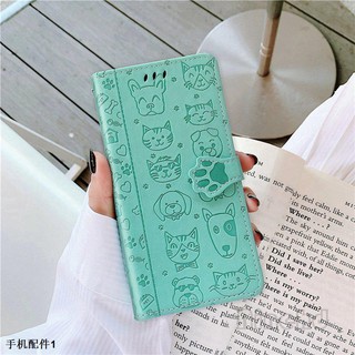 Casing 3D Dog &amp; Cat PU Leather Samsung A51 A71 A70 A50 A30 A80 Wallet Flip Phone Case Cover（ขายล่วงหน้า）