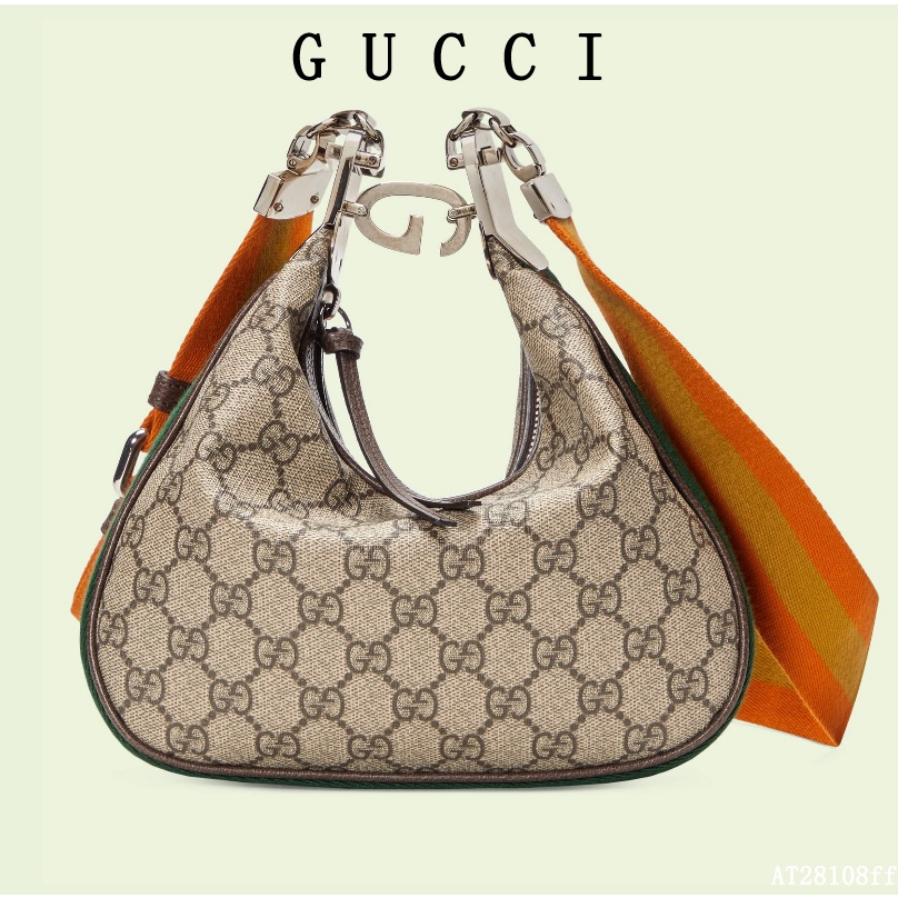 GUCCI New/Made in Italy/Classic/Gucci Attache กระเป๋าสะพายไหล่ใบใหญ่/เล็ก