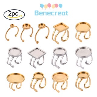 Benecreat 2 ชิ้น 304 สเตนเลส ข้อมือ แหวน การตั้งค่า เลเซอร์ตัด สีสเตนเลส / ชุบทอง