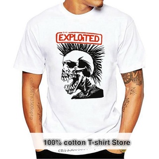 เสื้อยืดผ้าฝ้ายพรีเมี่ยม ใหม่ เสื้อยืด ผ้าฝ้าย ลายหัวกะโหลกศีรษะ THE EXPLOITED สีขาว ไซซ์ S M L XL 2XL 3XL สําหรับผู้ชาย