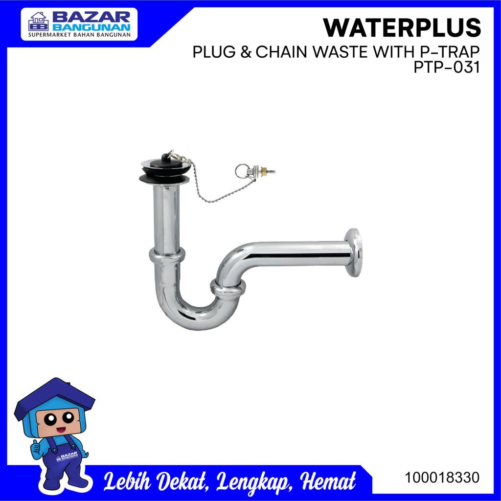 Waterplus - ท่อระบายน้ํา / P-Trap พร้อมโซ่ / ปลั๊ก Ptp 031 Ptp031