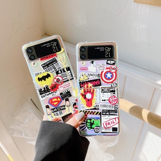 เคสโทรศัพท์มือถือ แบบฝาพับ ลายมาร์เวล และกระดาษแข็ง สําหรับ Samsung Z Flip4 Z Flip3 Z Flip2 Z