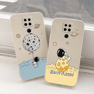 เคสโทรศัพท์นักบินอวกาศ Liquid Silicone Phone Case For Xiaomi Redmi Note 9 9Pro 9ProMax 9s 9T Pro Max Shockproof Camera Lens Protection Soft Back Cover เคสมือถือ