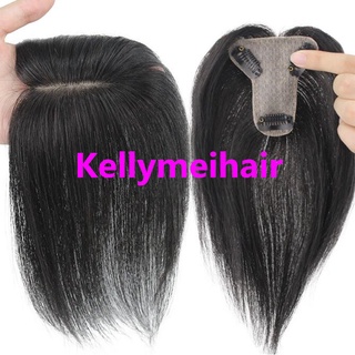 black and brown color 7*8cm base 25cm and 30cm length 100% human hair silk base natural scalp mini topper