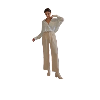 ลด 60.- ใส่โค้ด WRDTTB | Rool - Pants 202N กางเกงขายาวเอวสูง กางเกงทำงาน ทรงขากระบอก เนื้อผ้าพริ้วทิ้งตัวได้ดี
