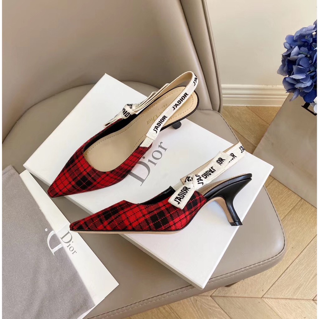 DIxR word lace 6cm thin heel single shoes รองเท้าผู้หญิง รองเท้าเกาหลี ...